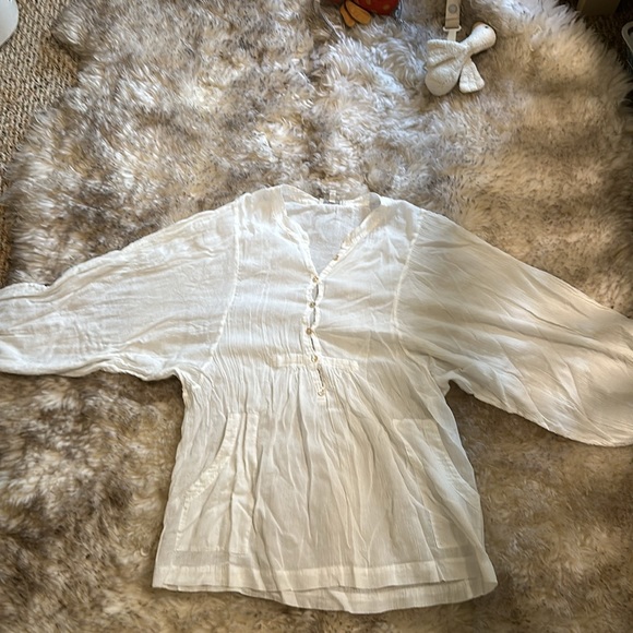 Joie white boho gauze blouse M - Picture 7 of 8